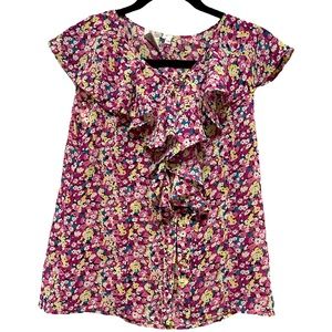 💼 Sleeveless Ruffle Floral Blouse ~ Lightweight